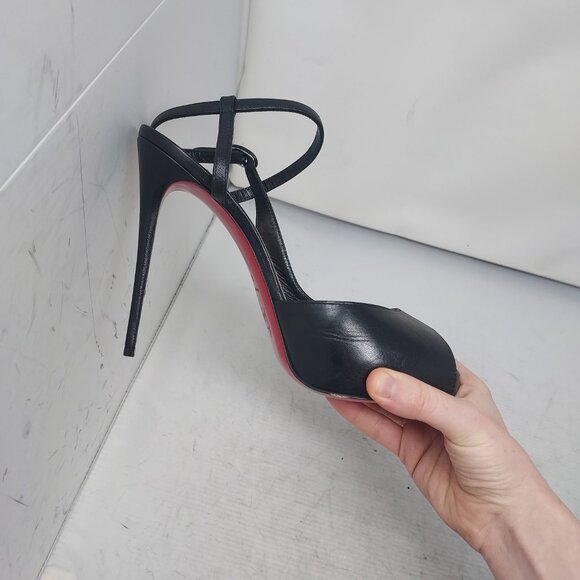Christian Louboutin Black Jenlove Alta Peep Toe Sandal Heel Shoe - Picture 9 of 12
